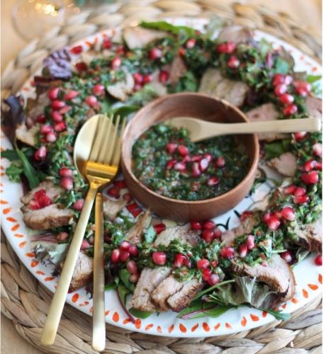 Veal Tenderloin with Chimichurri and Pomegranate