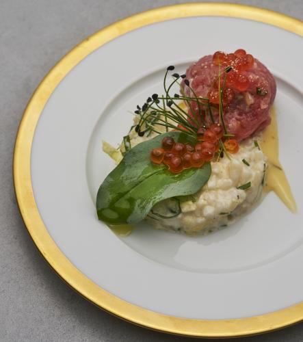 Veal tartare with sturgeon and salmon roe