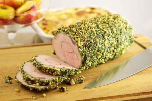 Roasted veal roulade wrapped in a delicious blend of herbs